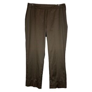 AKRIS PUNTO Straight Leg Ankle Pants, Olive Green, Back Hem Slits, Size 8
